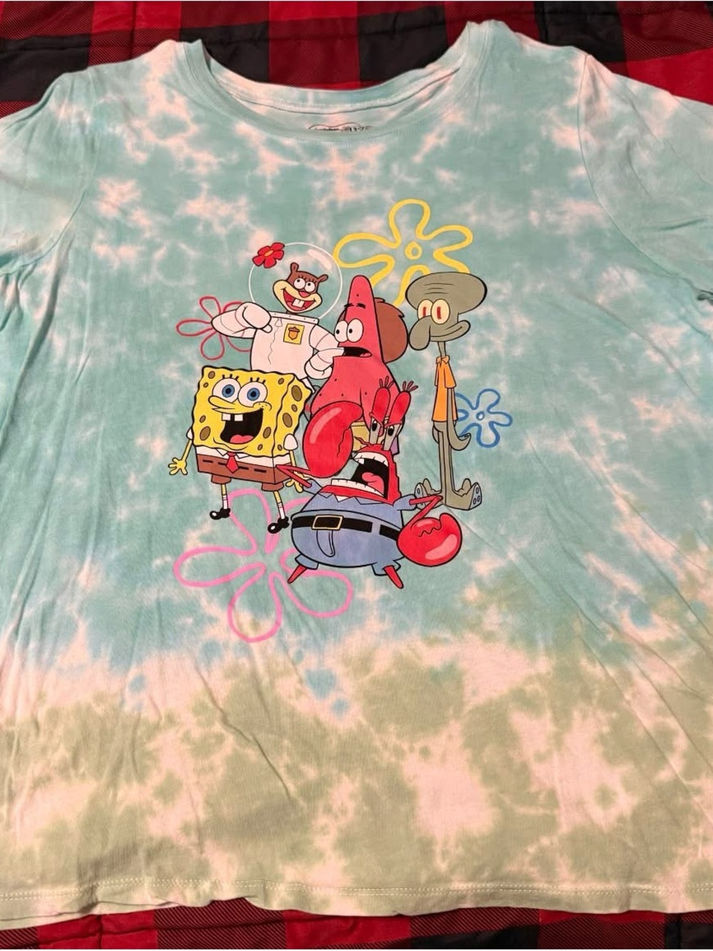 torrid SpongeBob Graphic Tie-Dye Tee in Aqua and White